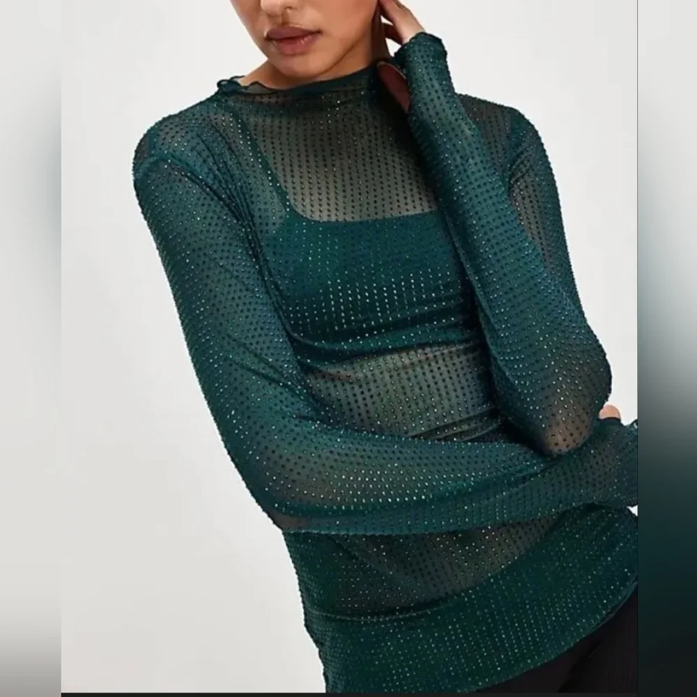 New Free People Intimately Dance All Night, Long Sleeve In Uncut Emerald Top - Picture 2 of 2